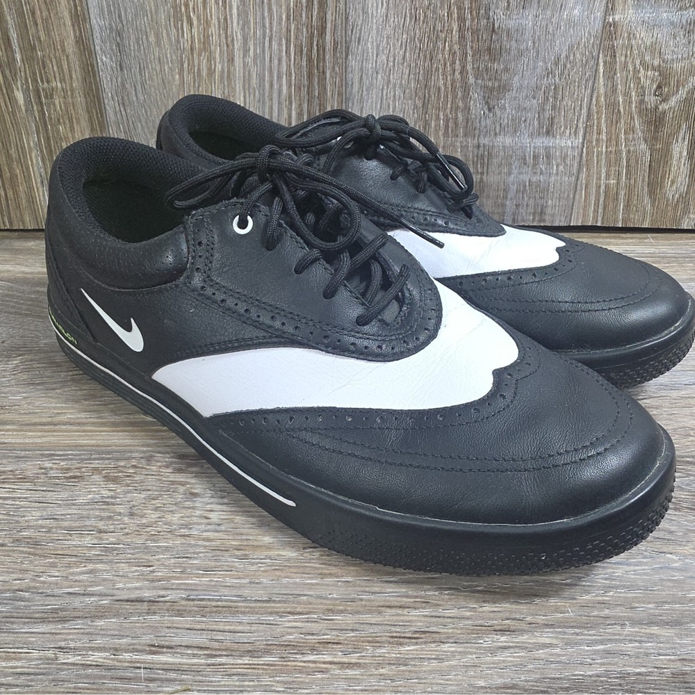 NIKE GOLF LUNAR SWINGTIP SHOE 533092-400 Leather sz 9.5 US - Black & White